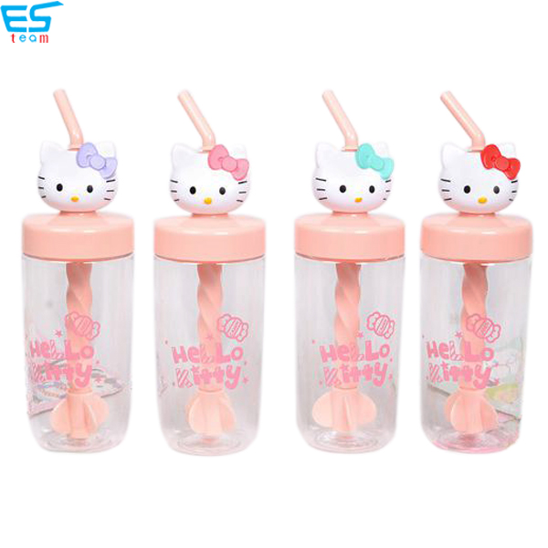 creative hello kitty manually straw stirring cup