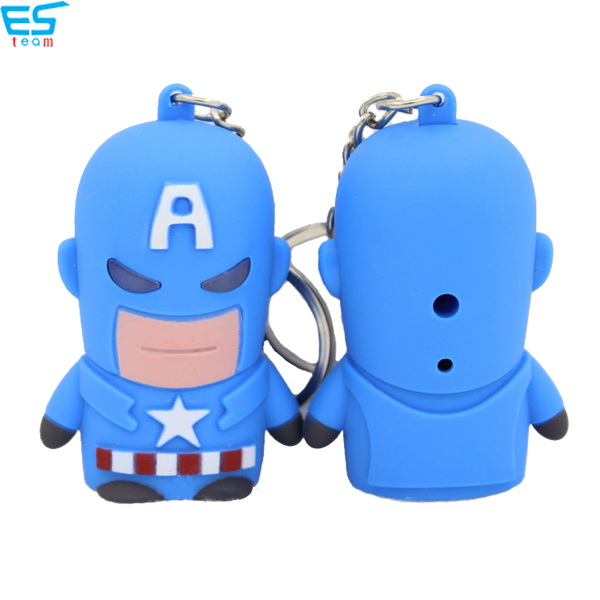 cartoon American captain LED keychain with sound