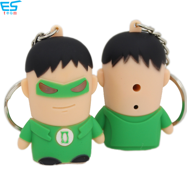 cartoon green latern LED keychain with sound