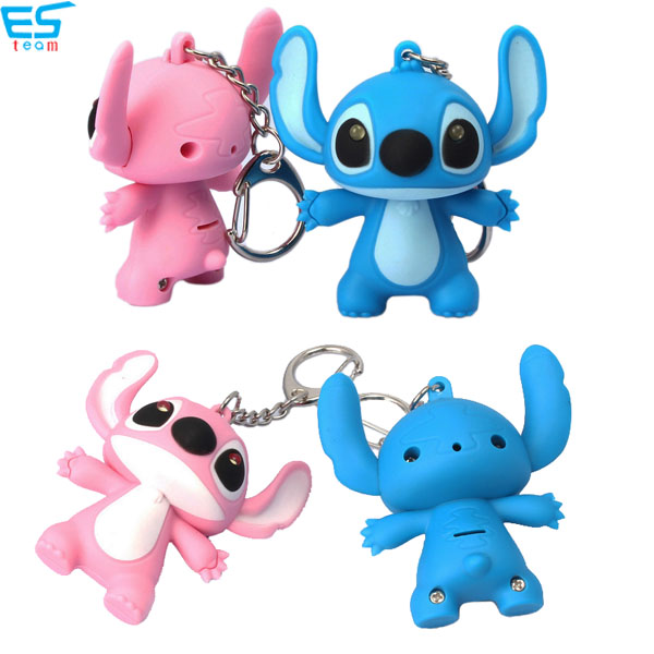 Cartoon Disney Stitch LED keychain with sound