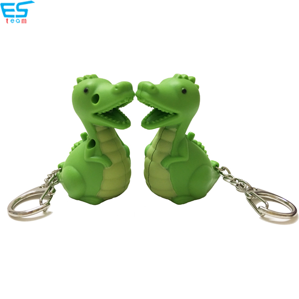 Cartoon dinosaur LED keychain with sound