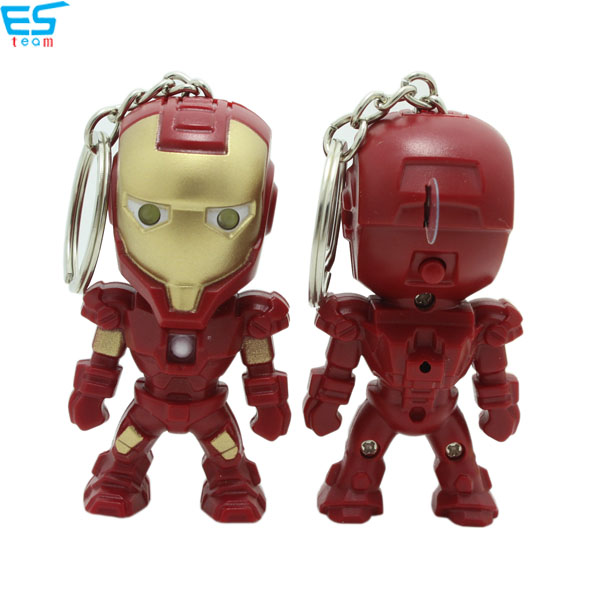 Iron man LED keychain with sound