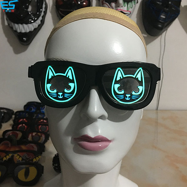 USB rechargeable cat flashing party glasses