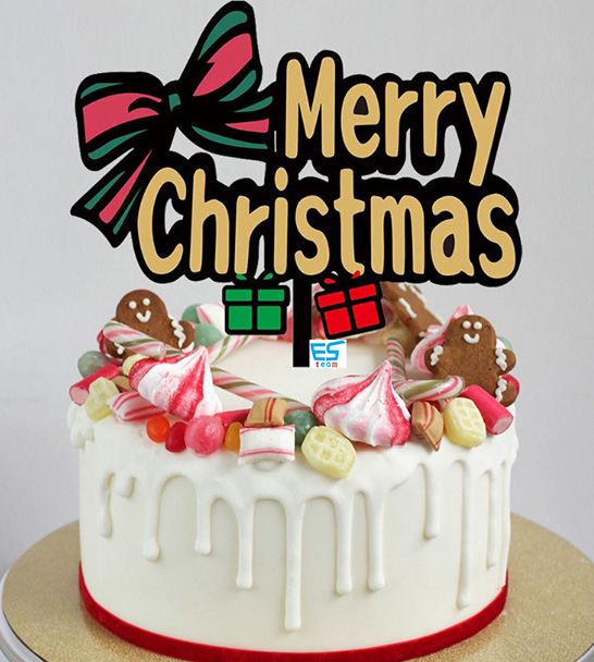 Merry christmas cake topper